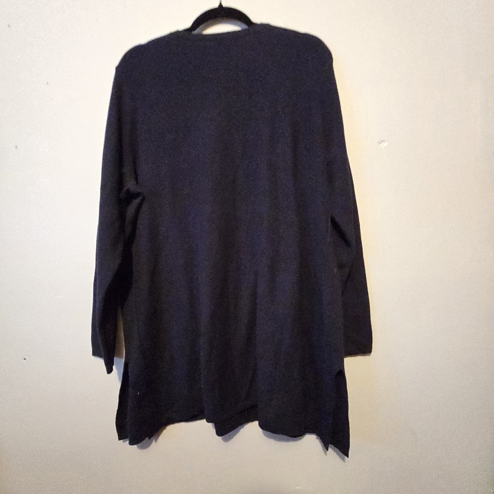 J Jill V-neck Sweater Tunic Womens Plus 2X Navy Long Wool Silk Cotton Lagenlook - Picture 12 of 14